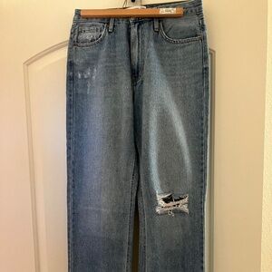 Just Black Denim Light Wash Denim High Rise Distressed Straight Jeans